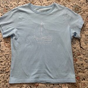 Abercrombie & Fitch Blue Sailboat Embroidery Skimming Tee | S